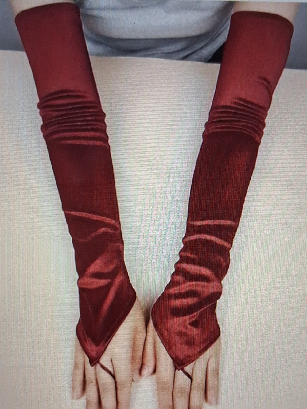 Burgundy Long Gloves